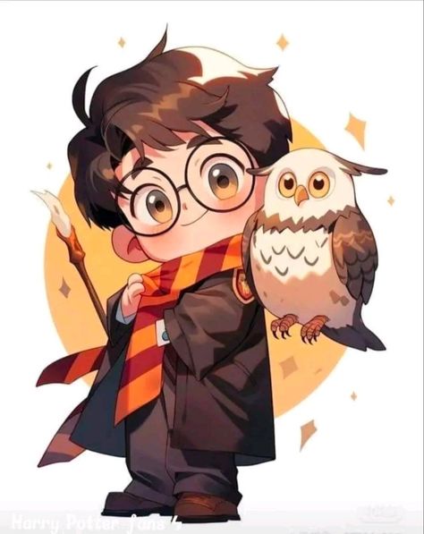 Magic Drawings, Harry Potter Chibi, Harry Potter Cartoon, Harry Potter Art Drawings, Harry Potter Painting, Harry Potter Stickers, Dobby Harry Potter, Cute Harry Potter, Theme Harry Potter