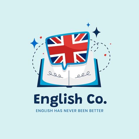 Free vector hand drawn english school lo... | Free Vector #Freepik #freevector #english-logo #english-book #english-school #learn-english English Academy Logo, Watts App Dp Images, English Logo Design, Teacher Logo, Sticker Board, English Logo, Class Logo, English Day, Academy Logo