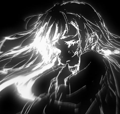 In The Dark, Black And White, Hair, Anime, White, Black