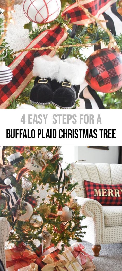 Buffalo Check Christmas Tree Ideas, Plaid Christmas Tree Decor, Red Buffalo Plaid Christmas Decor, Cozy Rustic Home, Buffalo Check Christmas Tree, Buffalo Check Christmas Decor, Buffalo Plaid Christmas Decor, Buffalo Plaid Decor, Buffalo Plaid Christmas Tree