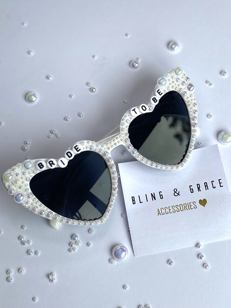 Bride to be sunglasses, personalised sunglasses, bridal sunglasses, hen party ideas, hen do gift, heart sunglasses Hen Party Sunglasses, Bride To Be Sunglasses, Bride Crafts, Personalised Sunglasses, Bridal Sunglasses, Bride Sunglasses, Hen Party Ideas, Wedding Sunglasses, Personalized Sunglasses