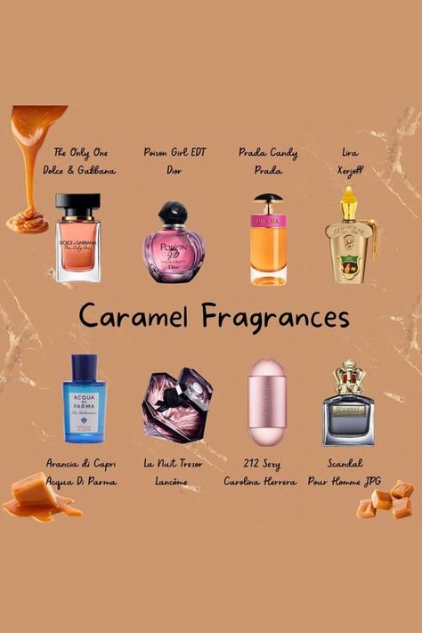 Caramel Fragrances ; Opens a new tab Overall, these caramel fragrances offer a sweet and warm scent that can be perfect for any occasion, whether it's a night out with friends or a cozy night in. #fragrances #caramel #perfume #sweet Special Perfume For Women, Caramel Makeup Aesthetic, Long Lasting Sweet Perfume, Caramel Scented Perfume, Warm And Spicy Perfume, Sweet Scented Perfume, Caramel Perfume For Women, Fall Scents Perfume, Warm Perfume Scents