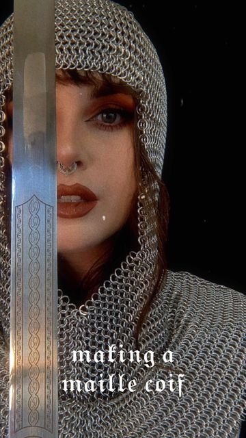 Chainmail Coif Pattern, Chainmail Illustration, Ren Faire Chainmail, Female Chainmail Armor, Chainmail Aesthetic, Fantasy Chainmail, Chainmail Outfit, Chainmail Diy, Knight Core