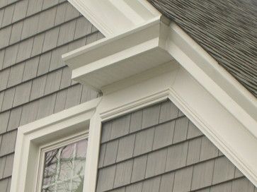 Cedar Shake Vinyl Siding Design Ideas, Pictures, Remodel and Decor Vinyl Shingle Siding, Vinyl Cedar Shake Siding, Certainteed Vinyl Siding, Vinyl Shake Siding, Cedar Shake Siding, White Farmhouse Exterior, Exterior Gray Paint, Shake Siding, Window Trim Exterior