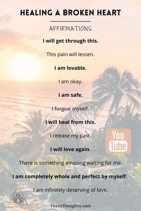 Positive Affirmations for healing after a breakup. These positive affirmations are designed to empower and heal yourself as you mend your broken heart and rebuild your self-confidence and self-esteem after a breakup. Use this sleep meditation during times of heartache; heal, recover and nourish yourself. Practice for 21 consecutive days to receive maximum benefits and results. Affirmations for healing. Affirmations for women. Self-care. self-love. Positive Breakup Quotes, Affirmations For Healing, Healing From A Breakup, Love Manifestation, Get Over Your Ex, Healing Affirmations, Healing Heart, Affirmations For Women, Daily Positive Affirmations