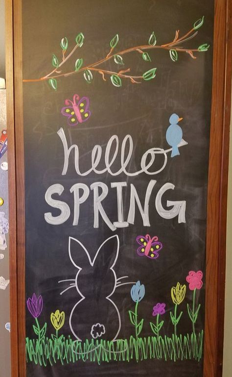 Spring White Board Drawings, Easter Dry Erase Board Ideas, Easter Window Chalk Art, Hoppy Easter Chalkboard Art, Chalkboard Ideas Spring, April Blackboard Ideas, Happy Easter Chalkboard Ideas, Cute Easter Chalkboard Ideas, Easter White Board Ideas