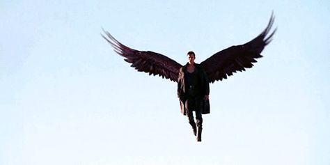 mICHAEL Characters With Wings, Men With Wings, Fanfic Writers, Wing Character, Wing Movement, Write Characters, Tom Wisdom, Angel Gif, Flying Man