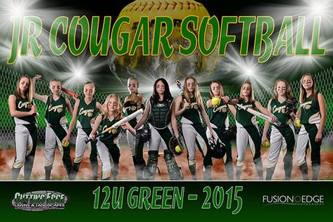 jr cougar 12u softball team banner Sports Banner Design, Team Poster Ideas, Softball Team Photos, Softball Team Pictures, Softball Pictures Poses, Softball Picture, Softball Posters, Softball Photography, Softball Team Banners