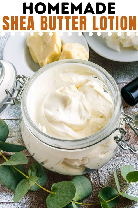 Shea Body Butter Recipe, Shea Butter Lotion Recipe, Body Cream Recipe, Body Butter Recipe Homemade, Diy Body Butter Recipes, Homemade Lotion Recipe, Body Butter Recipe, Shea Butter Face, Shea Butter Recipes