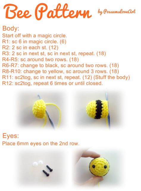 Bees Pictures, Bookmark Diy, Crochet Bookmark, Bee Pattern, Crochet Keychain Pattern, Crochet Bee, Pola Amigurumi, Crochet Animals Free Patterns, Crochet Design Pattern