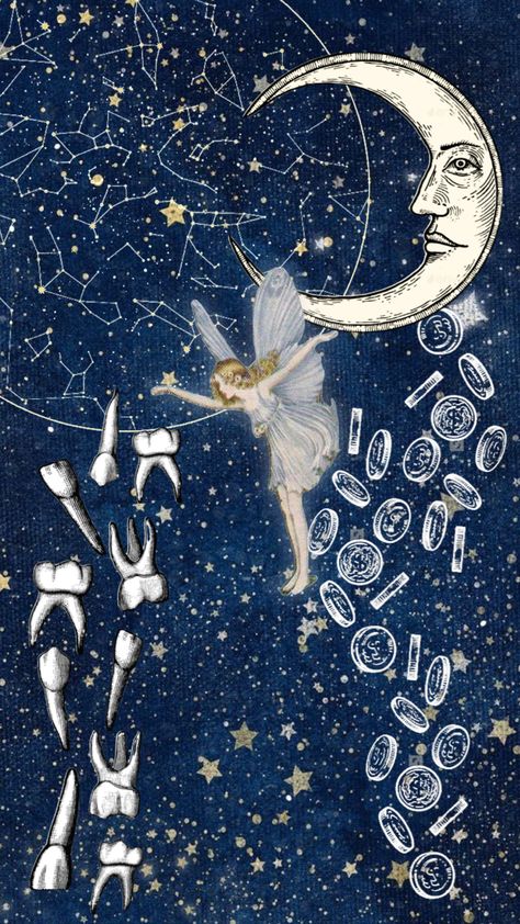 Tooth Fairy! 🦷🧚‍♀️ #fairy #toothfairy #teeth #fairytale #childhood #aesthetic #moon #stars #constellations Fish Tales, Art Of Animation, Coin Design, Fairy Aesthetic, Tooth Fairy, Behance Net, Create Collage, Illustration Print, Animation Art