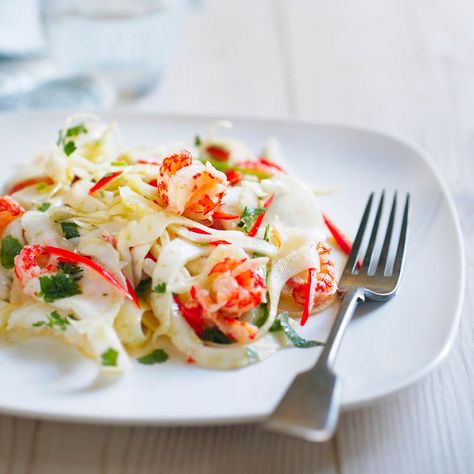 Crayfish Salad, Bite Size Snacks, Simple Green Salad, Fennel, Serving Size, Cherry Tomatoes, Tray Bakes, Casserole Dishes, Main Course