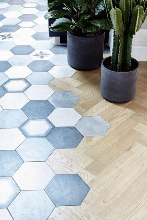 Blending Tile And Wood Flooring, Japanese Bathroom Ideas, Tile To Wood Transition, Tile Transition, Floor Transitions, Art Deco Style Interior, Floor Transition, Transition Flooring, Interiors Kitchen