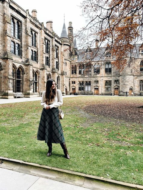 Plaid Midi Skirt in Scotland, Fall outfit, Midi skirt outfit, Fall fashion, Fall in Scotland, Midi skirt and boots, What to wear in Scotland, Kelseyybarnes, An American in Amsterdam #fallfashion #fallstyle #falloutfit #plaidskirtoutfit Scotland Wardrobe, Scotland Outfit Fall, Scotland Aesthetic Outfit, Scottish Fashion Woman, Edinburgh Scotland Outfits, Fall In Scotland, Scottish Skirt Outfit, Scotland Summer Outfits, Packing List For Scotland