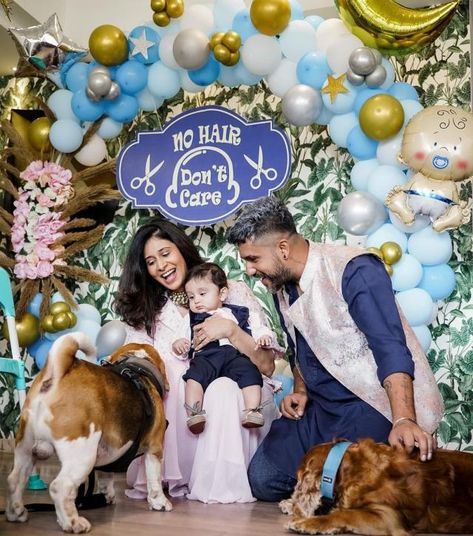 Mundan Party Decorations, Mundan Photoshoot Ideas, Mundan Ceremony Decoration Ideas, Mundan Ceremony Decoration, Mundan Ceremony, 1st Haircut, Photoshoot Boy, Happy Birthday Icons, Celebrity Couple