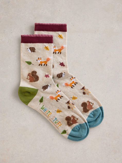 If you go down to the woods today, make sure you've got the appropriate footwear. By which, we mean these lovely cotton socks. Covered in adorable fluffy woodland animals. (They're made with organic cotton and everything.) Ankle High Socks, Bread Ideas, Silly Socks, Crochet Festival, Ankle Sock, Sock Drawer, Gift Inspo, Woodland Animal, White Stuff