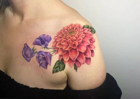 10 Best Dahlia Tattoo Ideas You'll Have To See To Believe! | Outsons | Men's Fashion Tips And Style Guides Dahlia Tattoo Shoulder, Dahlia Tattoo Color, Pink Dahlia Tattoo, Tattoo Ideas Dahlia, Dahlia Tattoo Meaning, Dahlia Tattoo Design, Mexican Dahlia Tattoo, Dahlia Flower Tattoo, Pink Peony Tattoo