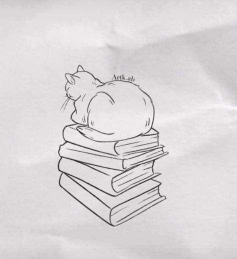 Crafter Tattoo Ideas, Book Cat Tattoo, Book And Cat Tattoo, Book Tattoo Minimalist, Cat Book Tattoo, Cat And Book Tattoo, Librarian Tattoo, Kindle Lockscreen, Teacher Tattoos