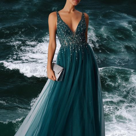 Gorgeous stormy sea green evening gown with beaded gem detailing. Available in more colours! Worldwide delivery! #promdress #bridesmaids #bride #bridalgown #cornish #penryn #cornwall #promdresseslong #prom2020 #specialoccasionwear Penryn Cornwall, Sea Green Dress, Mascara Collection, Commission Ideas, Colorful Gown, Green Prom Dresses, Green Evening Gowns, True Summer, Prom 2020