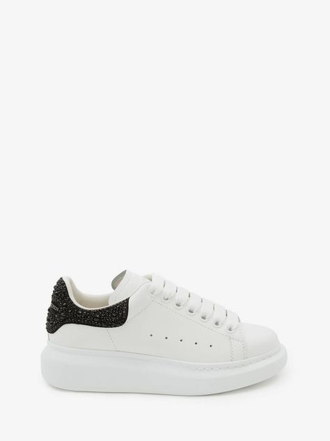 Oversized Sneaker in White/Jet Black | Alexander McQueen GB Alexander Mcqueen Oversized Sneaker, Black Alexander Mcqueen, Alexander Mcqueen Sneakers, Mcqueen Sneakers, Alexander Mcqueen Shoes, Leather Denim, Black Sneakers, Environmental Impact, Jet Black