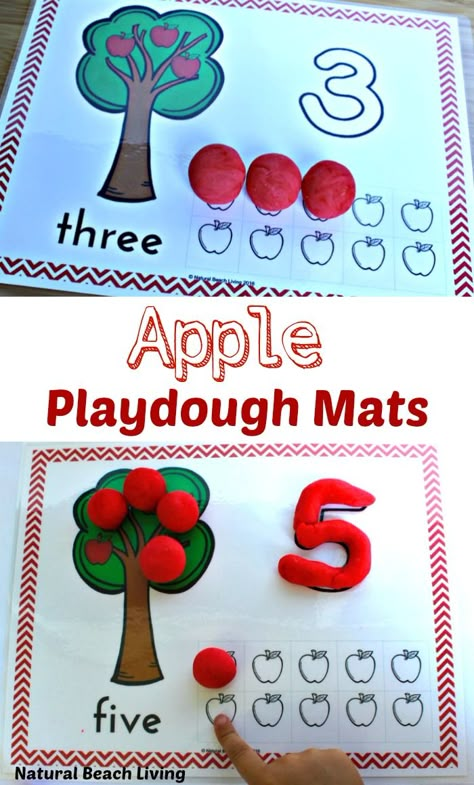 Free Apple Play Dough Mats Perfect for Fall or an Apple Activity, Free, Great… Apple Centers Preschool, Apple Playdough, Apple Activities Kindergarten, Math Apple Activities, Play Doh Mats, Preschool Apples, Preschool Apple Theme, Apple Kindergarten, Apple Week