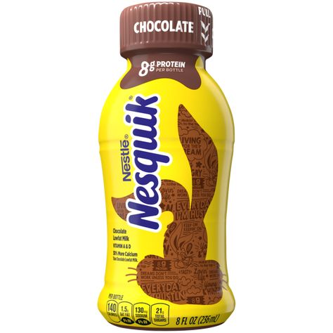 Chocolate Milk Packaging, Nesquick Chocolate Milk, Chocolate Milk Aesthetic, Claire Aesthetic, Nesquik Chocolate Milk, Nesquik Bunny, Choccy Milk, Paper Squishies, Protein Bottle