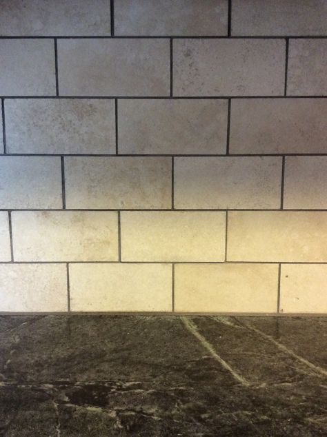 I opted for a dark grout on the backsplash. Mapei Sahara Beige. Dark grout won't turn yellow, like white, and it reads true in a 100 year old house. Tile Dark Grout, 100 Year Old House, Tan Tile, Dark Grout, Natural Stone Backsplash, Beige Backsplash, Black Grout, Grey Grout, Stone Backsplash