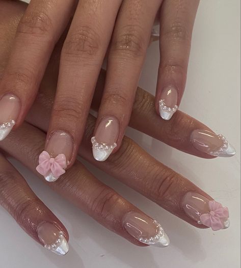 Girly Acrylic Nails, Casual Nails, Classy Acrylic Nails, Pretty Gel Nails, Really Cute Nails, Cute Gel Nails, Soft Nails, Unique Acrylic Nails, Nail Jewelry