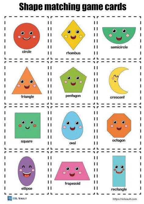 Shape Games For Kids, Matching Games For Toddlers, Shape Matching Game, Toddler Math, Learning Template, Printable Shapes, Shape Games, Shapes Preschool, Daycare Activities