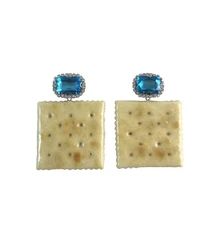 Earrings – dadybones Saltine Cracker, Zen Gifts, Saltine Crackers, Ear Stud, Blue Rhinestones, Jewelry Inspo, Ear Studs, Real Food, Aqua Blue