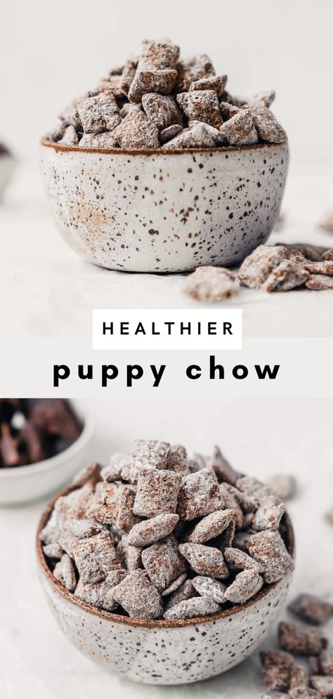 Healthy Puppy Chow, Homemade Puppy Chow, Puppy Chow Snack, Puppy Chow Cookies, Chocolate Covered Banana Bites, Chex Mix Puppy Chow, Blueberry Crumble Bars, Chocolate Almond Butter, Puppy Chow Recipes