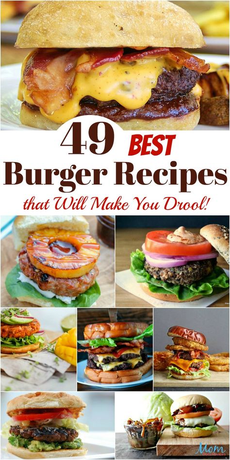 49 Best Burger Recipes that Will Make You Drool! - Mom Does Reviews Gourmet Burgers Recipes, Grilled Burger Recipes, Burger Recipes Beef, Best Burger Recipe, The Best Burger, Burger Menu, Fingerfood Party, Burger Toppings, Grilled Burgers