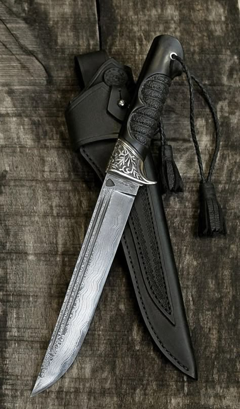 We have best Damascus hunting, bowie, boning, kitchen, chef knives with pure leather sheath. Each and every Damascus pattern is available. Knife Aesthetic, Forging Knives, Tanto Knife, Handcrafted Knife, Pretty Knives, Tactical Gear Loadout, Mens Toys, Chef Knives, Handmade Stuff