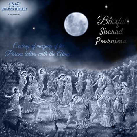 Sharad Poornima is the day when full the moon comes, the time when Krishna had his Maha Raas Lila, a time of love and celebrations. Nidhivan Sarovar Portico wishes you a very blessed Sharad Poornima. #Bliss #Celebration Sharad Poornima Wishes, Sharad Poornima, Krishna, The Moon, Of Love, The Day, Celestial Bodies, Moon, Quick Saves