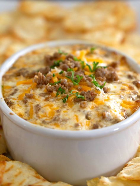 Sausage Dip With Cream Cheese And Cheddar Cream Cheese Sausage Dip, Sausage Dip With Cream Cheese, Cheese Sausage Dip, Dip With Sausage, Sausage Cream Cheese Dip, Appetizer Dips Hot, Cheddar Cheese Dip, Sausage Cheese Dip, Dip With Cream Cheese