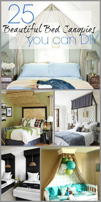 25-beautiful-bed-canopies-you-can-diy Headboard Canopy Ideas, Valance Canopy Bed, King Size Canopy Bed Diy, Faux Canopy Bed Diy, Half Canopy Over Bed, Wall Canopy Over Bed, Drape Over Bed, Diy Canopy Bed For Adults Romantic Bedroom Ideas, Wall Bed Canopy