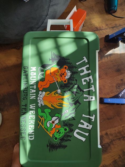 Phi Tau Formal Cooler, Colorado Frat Cooler, Frat Cooler Name On Top, Frat Cooler Mountain Weekend, Phi Delta Theta Cooler, Nashville Cooler, Beta Cooler, Frat Coolers Ideas Formal, Frat Painting