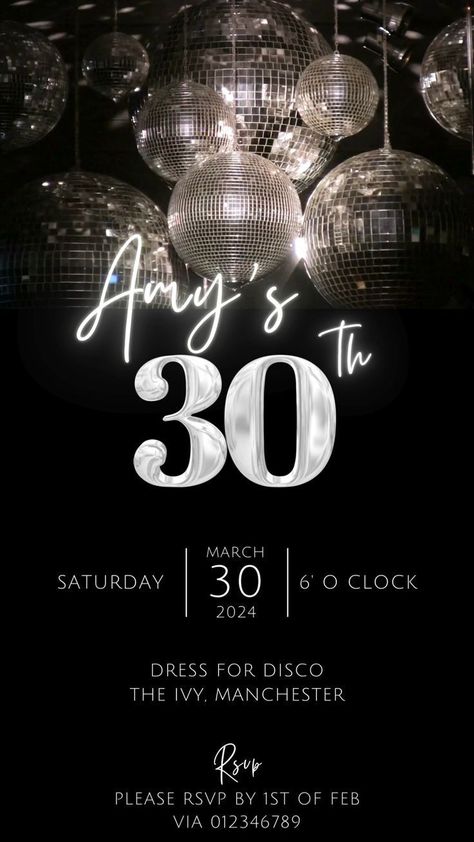 Etsy Shop Link in Bio! @alexandralovedigital | 30th birthday ideas, disco ball party invitation template digital, glitz and glam party theme evite Glitz And Glam Party, 30th Birthday Ideas, Disco Ball Party, Ball Party, Glam Party, Glitz And Glam, Disco Ball, 30th Birthday, Birthday Ideas