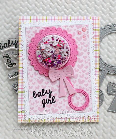 Baby Girl Cards Handmade, Handmade Baby Cards, Baby Girl Diy, Frantic Stamper, Baby Girl Cards, Easter Wishes, Homemade Birthday Cards, Homemade Baby, Shaped Cards