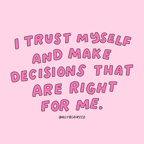 Trust is so important in any relationship! Do you trust yourself? Your relationship with yourself is like no other Building trust within yourself can be difficult. I know I sometimes struggle with feeling confident in my decisions. It’s not easy! I love this affirmation because it reminds me that all of my decisions have lead me to where I am now. Building that trust and confidence in yourself takes time, but it’s worth the effort. 💗 Quote inspo from Louise Hay 🫶🏻 #inspirationalquotes ... Quotes About Trusting Yourself, I Am Worth It Quotes, Quotes About Decision, September Widget, Be Easy On Yourself, Compliment Yourself, Confident Aesthetic, I Trust Myself, Confident Quotes