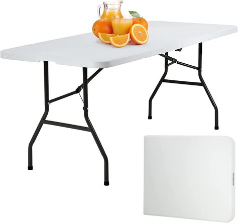 Table Folding Table Picnic Camping Table for Parties Wedding BBQ Camping Dining Kitchen with Carrying Handle Plastic Picnic Table, Wedding Camping, Folding Picnic Table, Camping Parties, Bbq Wedding, Table Office, Camping Table, Plastic Tables, Table Frame