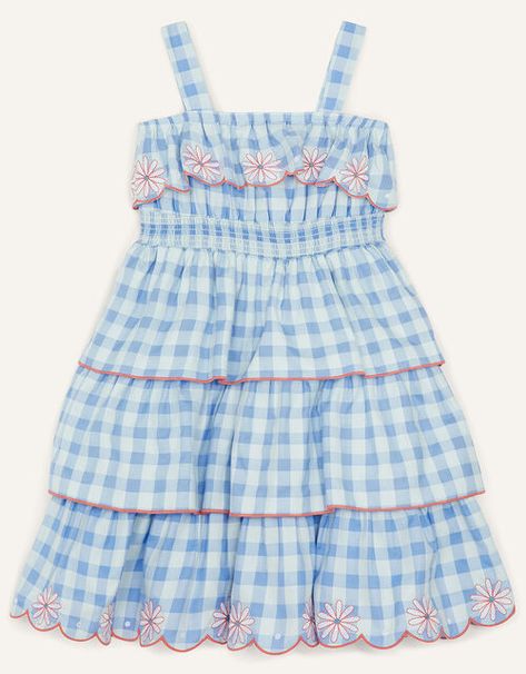 Green Midi Dress, Gingham Print, Kids Fashion Girl, Fashion Kids, Tiered Dress, Dress Blue, Next Day, Baby Dress, Kids Dress