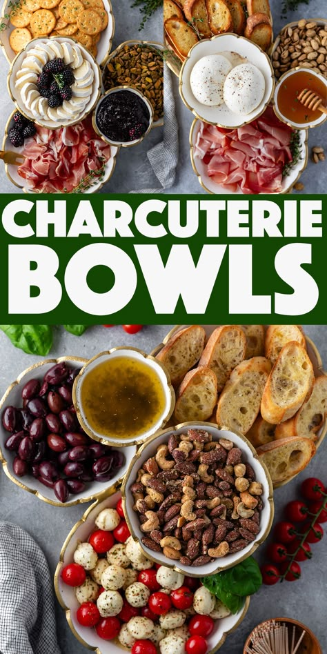 Charcuterie Bowls Jar-cuterie Ideas, Charcuterie Bowls, Appetizer Charcuterie Board, Charcuterie Cups, Party Boards, Impressive Appetizers, Viral Recipes, Popular Dinner Recipes, Party Dip