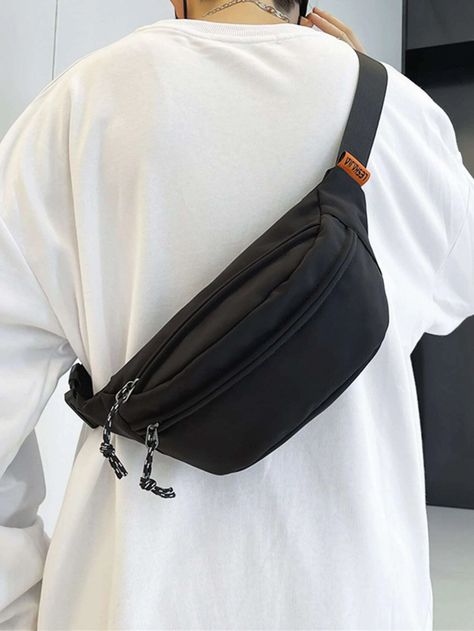 Men Minimalist Multi-Compartment Fanny Pack | SHEIN USA Fanny Pack Outfit Men, Waist Bag Outfit, Cross Body Bag Outfit, Fanny Pack Outfit, Bum Bag Outfit, Crossbody Bag Outfit, Mens Waist Bag, Waist Bag Men, Fanny Pack Fashion