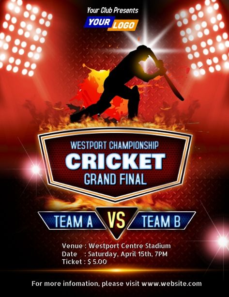 Cricket tournament flyer design Flyer (US Letter). Tags: creative cricket championship poster design, cricket club event poster, cricket game schedule, cricket league match schedule, cricket tournament flyer template, Sports Team Schedules, Cricket Posters , Cricket Posters Cricket Flyer Design, Cricket Poster Creative, Club Event Poster, Tournament Flyer Design, Rooftop Bar Nyc, Cricket Posters, Cricket Tournament, Rooftop Bars Nyc, Cricket Game