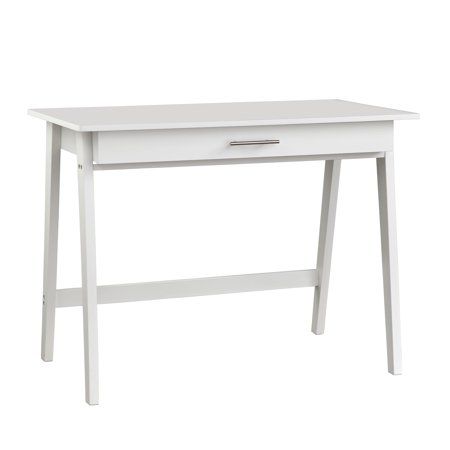 Rollins Writing Desk, White Finish Home Work Station, White Wooden Desk, Small White Desk, Wood Corner Desk, College Furniture, Room Ideas Organization, White Desk Office, Compact Desks, Apartment Shopping