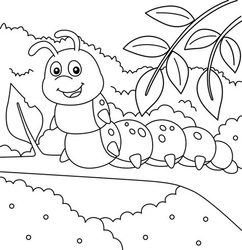 Caterpillar Coloring Page for Kids Caterpillar Coloring Page, Insect Coloring Pages, Bug Coloring Pages, Preschool Classroom Decor, Colouring Sheets, Toddler Arts And Crafts, Beautiful Art Paintings, Childrens Drawings, Toddler Art