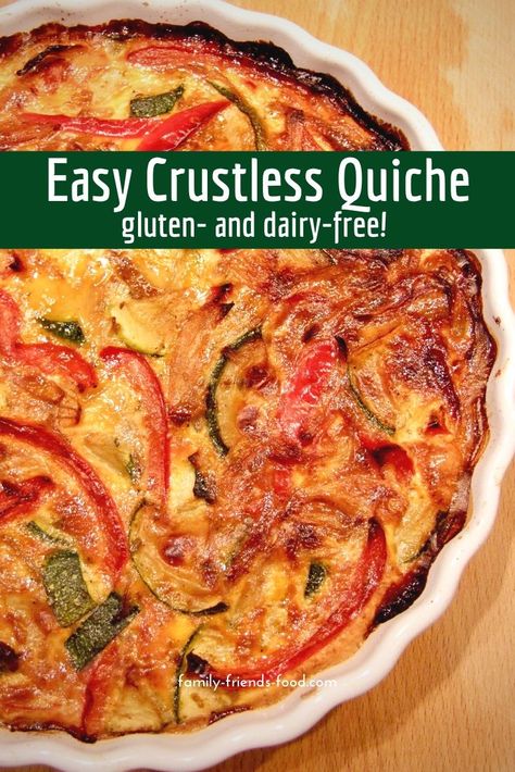 Easy vegetable crustless quiche - delicious & dairy-free | Family-Friends-Food Dairy Free Quiche Recipes, Easy Crustless Quiche, Quiche Crustless, Quiche Recipes Crustless, Whole30 Diet, Veggie Quiche, Vegetable Quiche, Quiche Recipes Easy, Quiche Dish