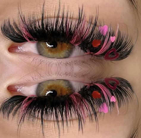 Eyelash Extensions Ideas, Eyelash Extensions Pink, Eyelash Extensions Pictures, Lashes With Pink, Colored Eyelash Extensions, Hybrid Lashes, Lash Maps, Pretty Lashes, Strip Lashes