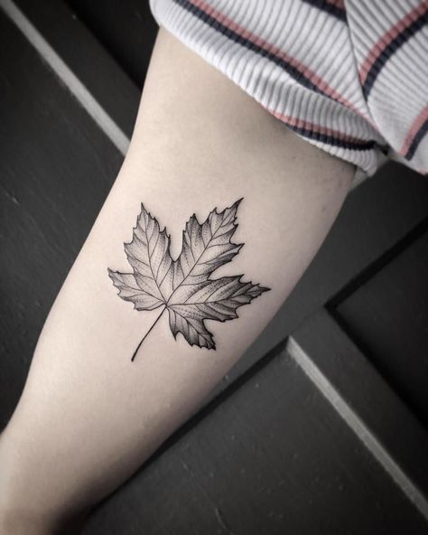 Maple Leaf Drawing, Maple Leaf Tattoos, Fall Leaves Tattoo, Montreal Tattoo, Canada Tattoo, Brother Tattoos, Unique Small Tattoo, Autumn Tattoo, Leaf Tattoo